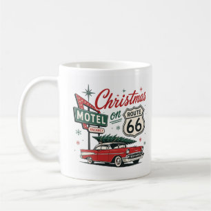 Mug Classique Route 66 Noël Voiture Rouge Fêtes