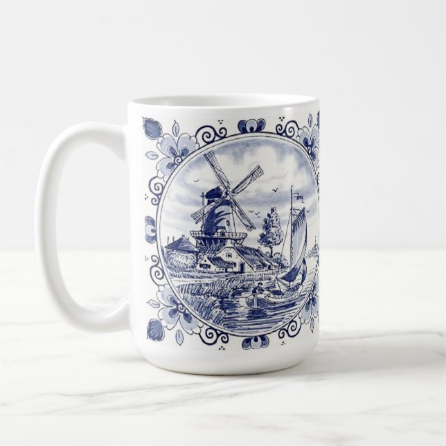 Mug Classique Vintage Chic Hollandais Windmill Delft B (Gauche)