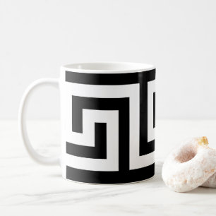 Mug Clé grecque blanche noire moderne élégante