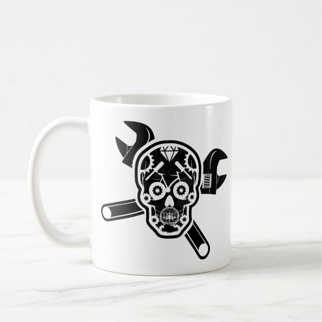 Mug Clé vintage blanche noire de croix de crâne de (Gauche)