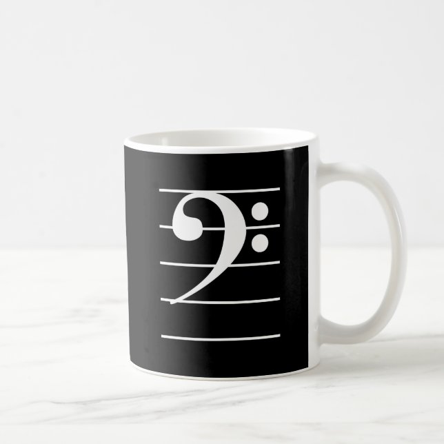 Mug Clef de basse blanche sur l'instrument de musique  (Droite)