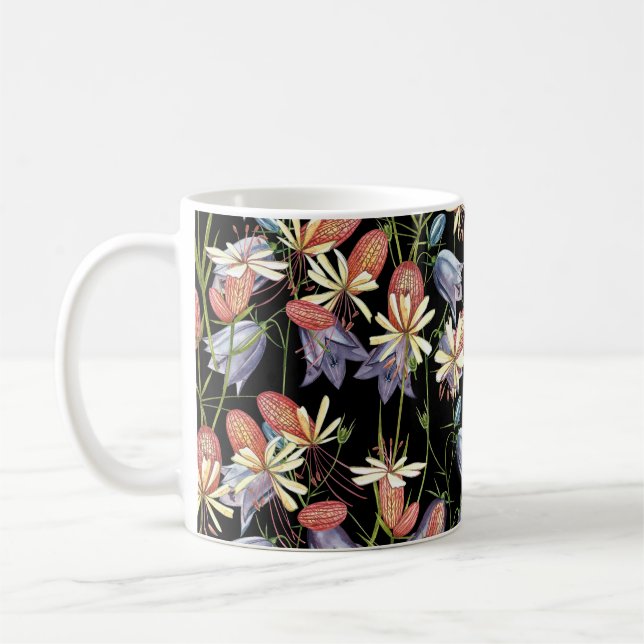 Mug Cloches de Campion à échelle : aquarelle Florale (Gauche)