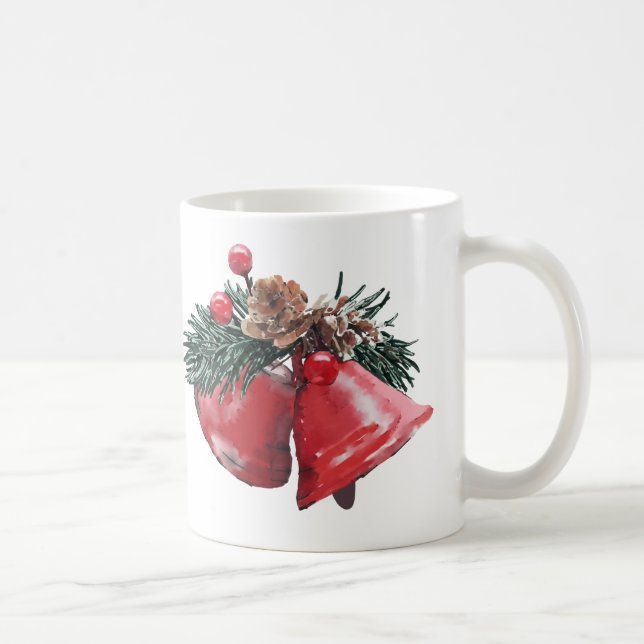 Mug Cloches rouges festives & Boug classique de Noël P (Droite)
