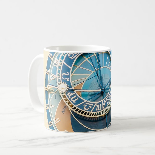 Mug Closeup on Prague Astronomical Clock, Czech R. (Devant gauche)