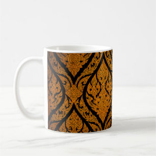 Mug Closeup Thai motif sculpter lotus photo à la porte