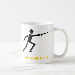 Mug Clôture de silhouette noire Fencer personnalisée