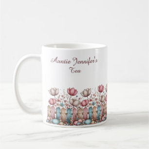 Mug Clôture en bois de style cottage campagnard floral