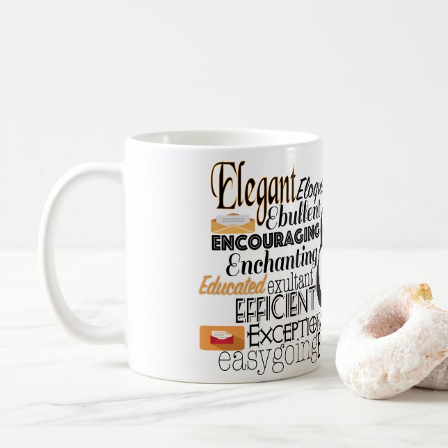 Mug Cloud Word Adjectif commençant par la lettre E (Avec donut)