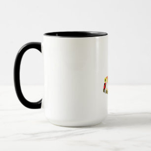 Mug clown joyeux conduit une voiture jaune lunatique