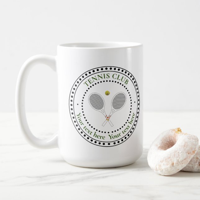 Mug Club de tennis en texte personnalisable (Avec donut)