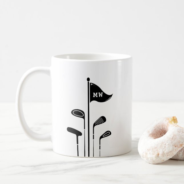 Mug Clubs De Golf Modernes Créez Vos Propres Initiales (Avec donut)