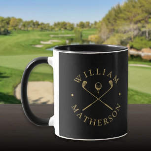 Mug Clubs de golf personnalisés modernes noir et or