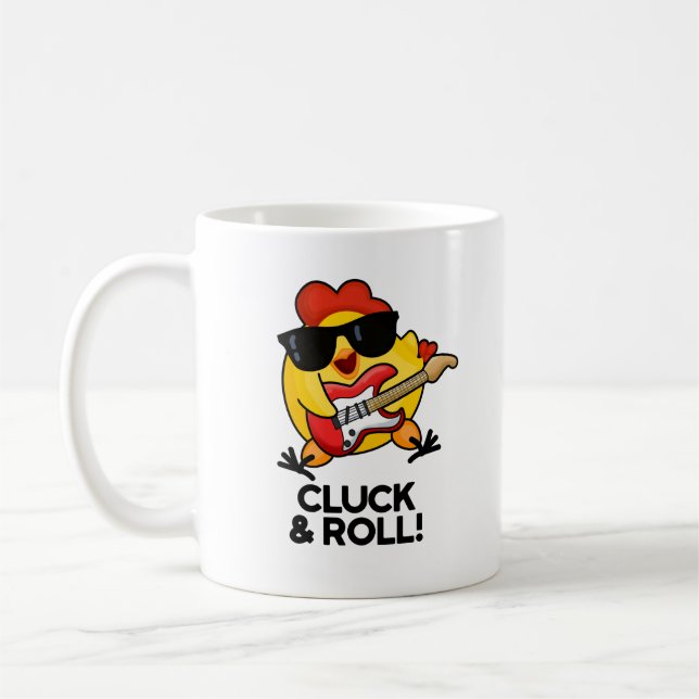 Mug Cluck And Roll Funny Rock n Roll Chicken Pun (Gauche)