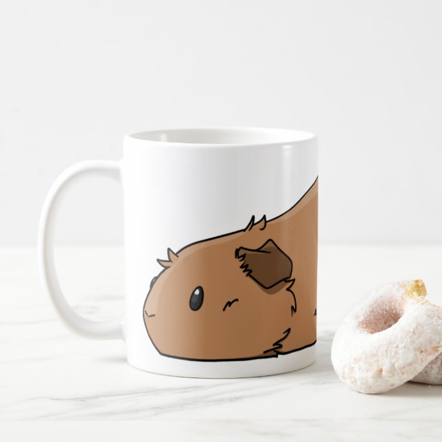 Mug Cobaye rouge-brun mignon de porc de Pooped (Avec donut)