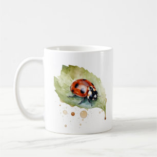 Mug Coccinelle chanceuse sur une feuille