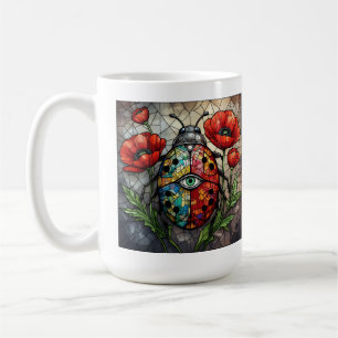 Mug Coccinelle vitrail fleur de pavot vibrant insecte