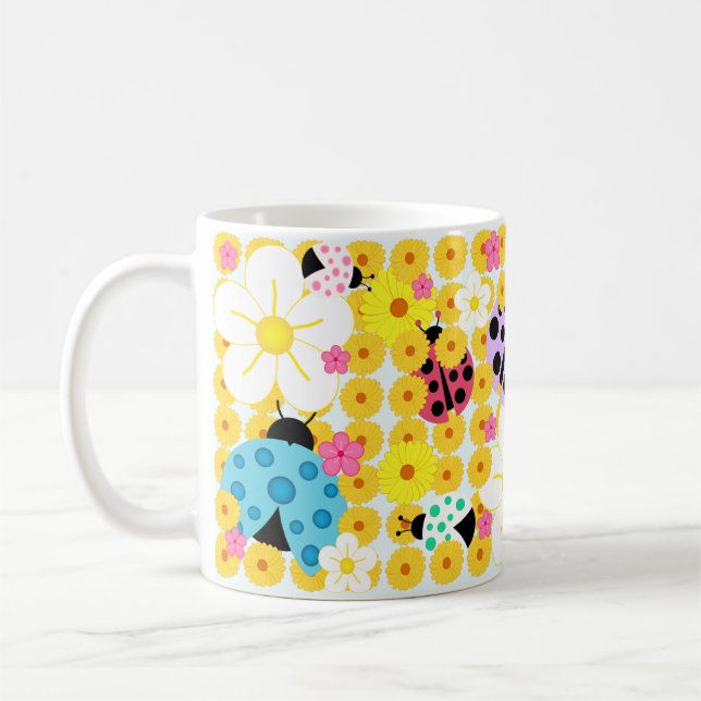Mug Coccinelles et fleurs (Gauche)