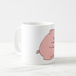 Mug Cochon affamé drôle tenant une fourchette et un co