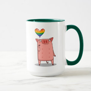 Mug Cochon Avec Ballot Arc-En-Ciel