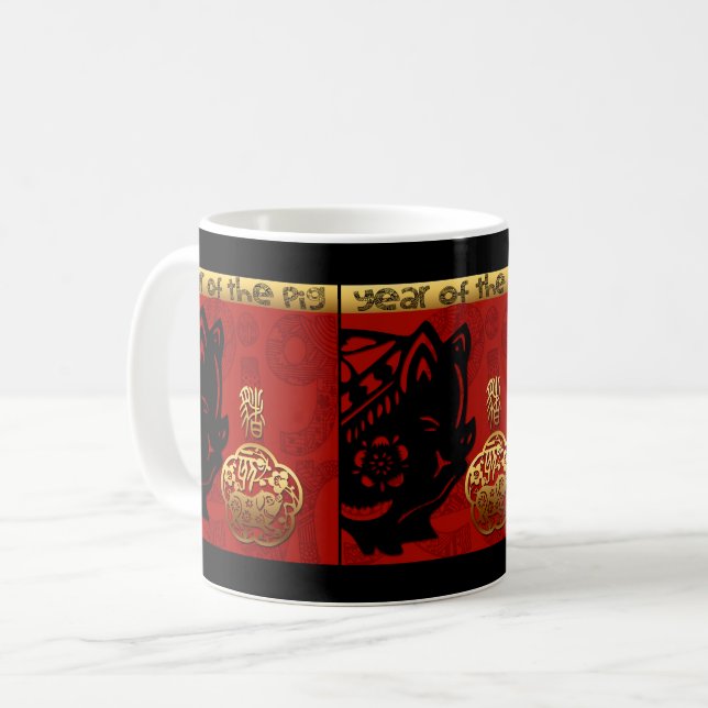 Mug Cochon chinois Lunaire Année Zodiaque Anniversaire (Devant gauche)