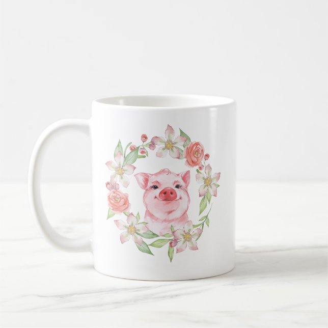Mug Cochon et fleurs (Gauche)