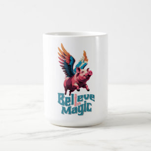 Mug Cochon mignon avec ailes colorées   Croire en la m