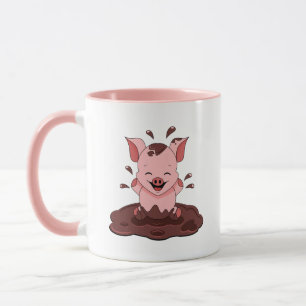 Mug Cochon mignon jouant dans la boue