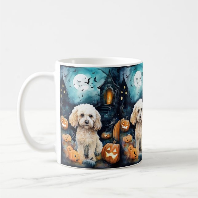 Mug Cockapou d'Halloween avec la peur Citrouille (Gauche)