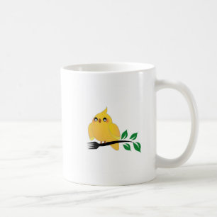 Mug Cockatiel mignon tenant une fourchette
