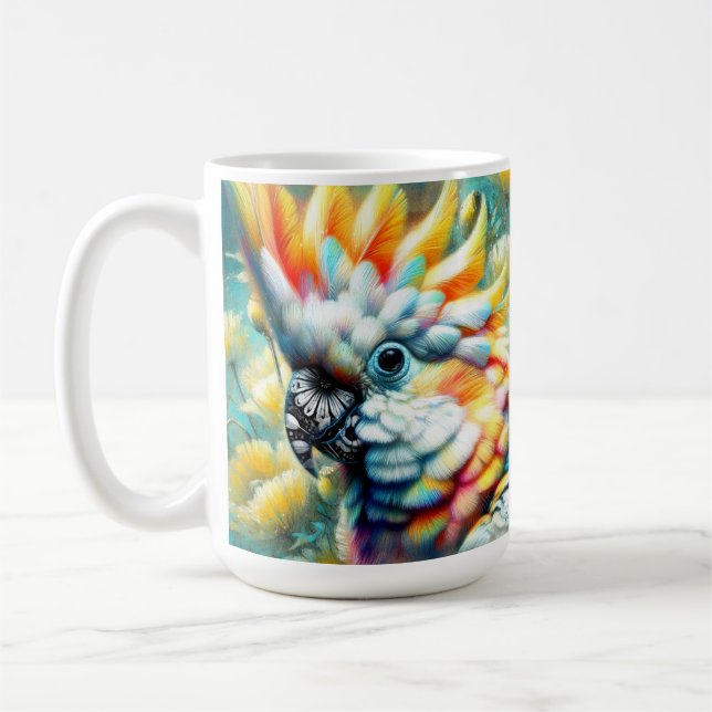 Mug Cockatoo Whimsal Oiseau Pépites jaunes Floral (Gauche)
