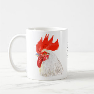 Mug Cockerel au coq au coq blanc avec votre texte pers