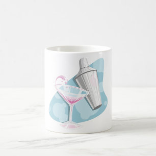 Mug Cocktail Pink Martini et shaker argenté