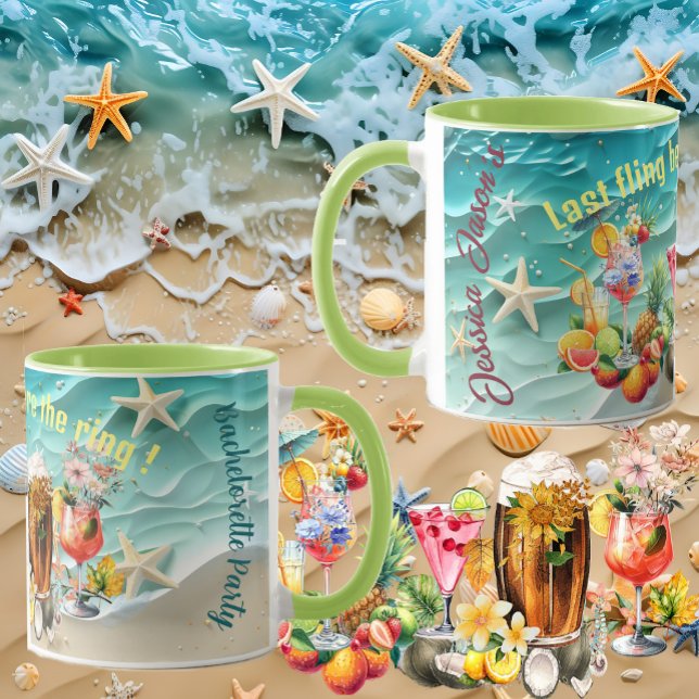 Mug Cocktails de plage Fruits Tropicaux Enterrement de (Beach Cocktails Tropical Fruits Bachelorette Party Mug)