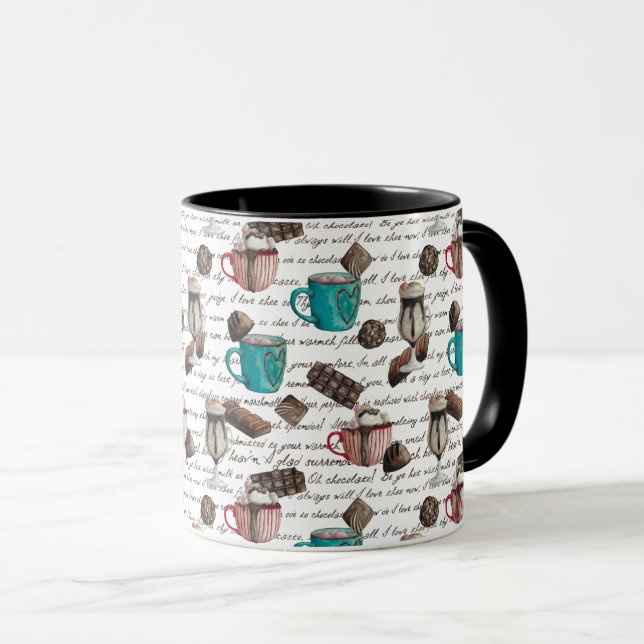 Mug Cocoa marshmallow chocolat chaud script de bonbons (Devant droit)