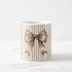 Mug Cocoa noeud marron crème rayures