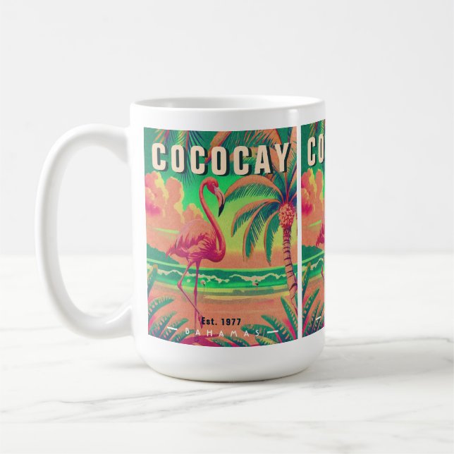 Mug CocoCay Bahamas Retro Flamant rose Souvenir 1950 (Gauche)