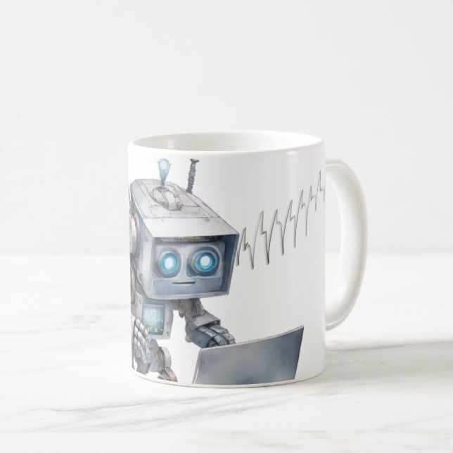 Mug Codage robot mignon à l'aide d'un portable (Devant droit)