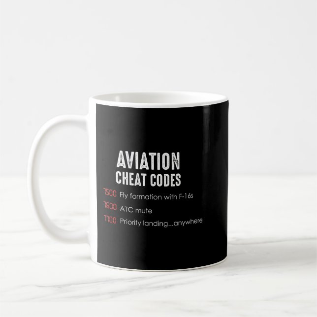 Mug Code de triche de l'aviation - Chemise amusante po (Gauche)