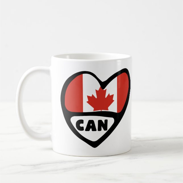 Mug Code pays du Canada Coeur du drapeau, CAN (Gauche)