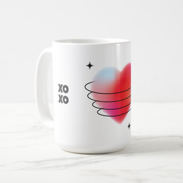 Mug Coeur 3d Hitech, coeur de la planète spatiale et é (Devant gauche)