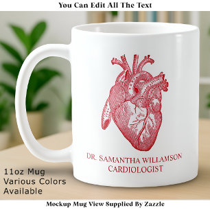 Mug Cœur Anatomique Vintage Personnalisé, Rouge