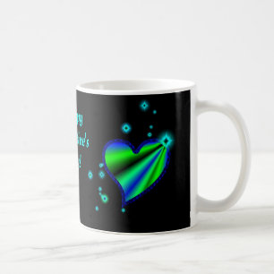 Mug Coeur arc-en-ciel bleu vert avec étoiles