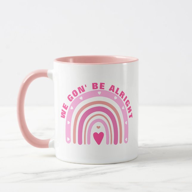 Mug Coeur arc-en-ciel rose personnalisé paroles positi (Gauche)