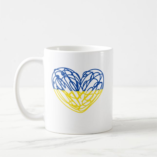 Mug Coeur aux couleurs du drapeau ukrainien. Ukraine (Gauche)