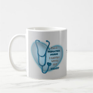 Mug Coeur bleu Infirmière pédiatrique