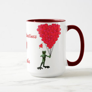 Mug Coeur d'amour et de grenouilles amusantes Valentin