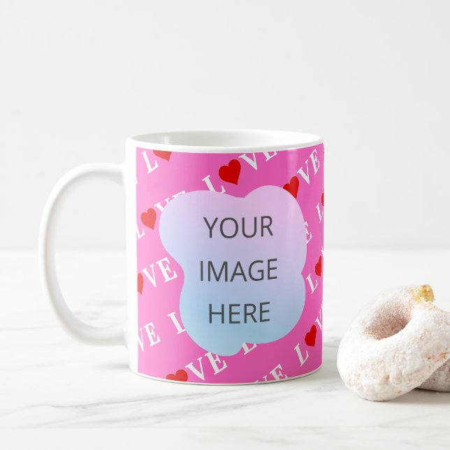 Mug Coeur d'amour rose élégant (Avec donut)