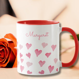 Mug Coeur d'aquarelle personnalisée Saint-Valentin