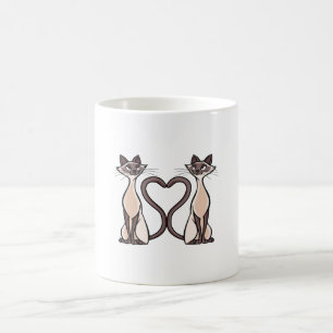 Mug Coeur de chats siamois