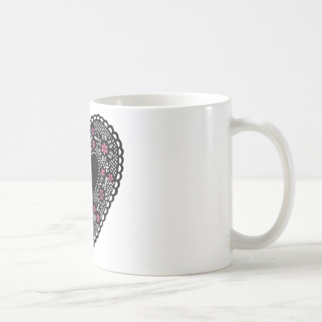 Mug Coeur de dentelle noir et rose (Droite)